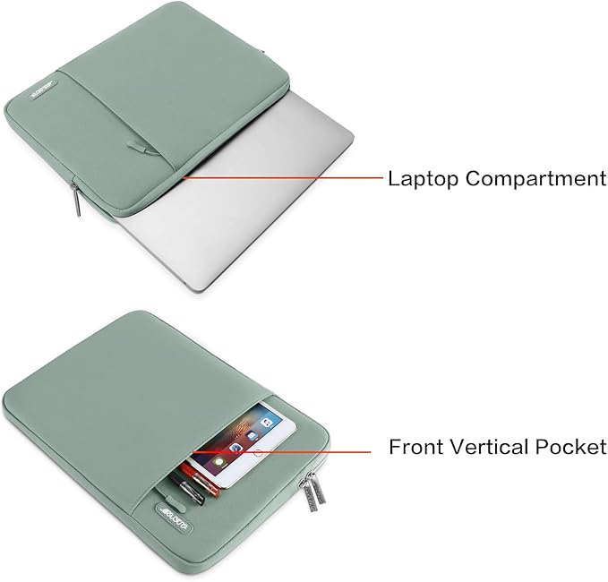 MOSISO Laptop Case 13 inch, 13 inch Laptop Sleeve Compatible with MacBook Air M4 M3 M2 M1 2025-2018 / Pro M2 M1 2025-2016, Polyester Vertical Computer Sleeve Bag with Pocket, Antique Green