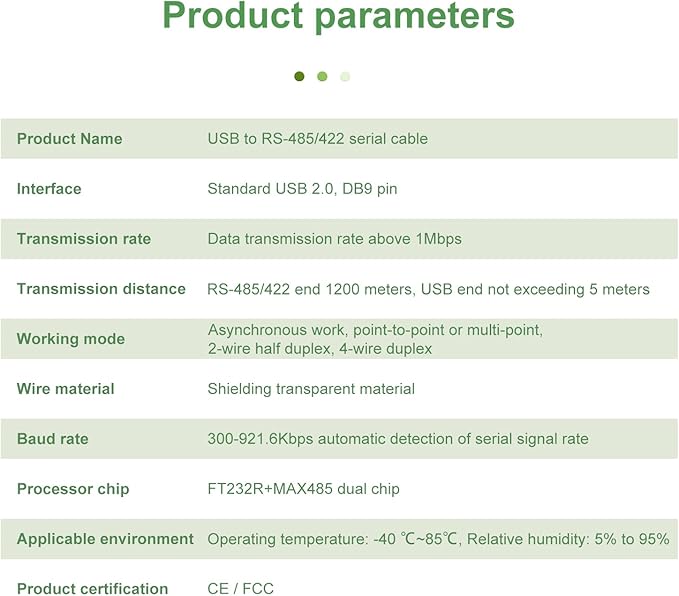 USB to RS422 RS485 Serial Port Converter Adapter Cable with FTDI Chip Support Windows 10, 8, 7, XP and Mac with ESD Protection (6ft/1.8meter)