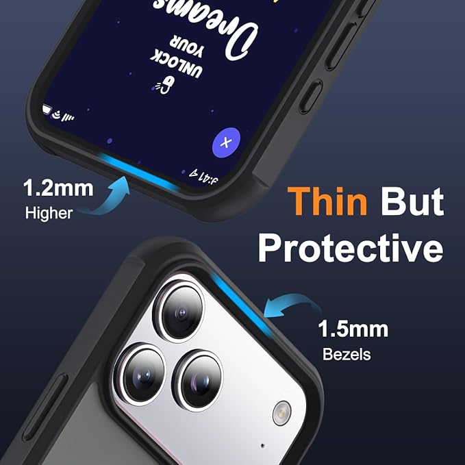 Compatible with iPhone 17 Pro Max Case with Invisible Magnetic O-Ring Stand Military-Grade Translucent Case for iPhone 17 ProMax 6.9" [Compatible with Mag-Safe][Great Grip Feeling], Black