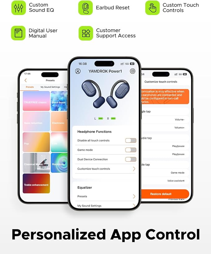 Power1 Open-Ear Headphones, Bluetooth 5.3 Wireless Earbuds with Earhook for Long-Lasting Comfort, Premium Sound with 16.2mm Driver, Dul Mic Clear Calls, 47H Playtime, Sweatproof for Workouts