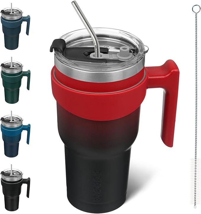 BJPKPK 30 oz Tumbler With Handle And Straw Stainless Steel Insulated Tumbler Cups For Water Or Ice Coffee,Blood Moon