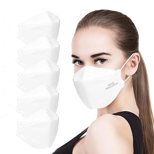 akgk KN95 Face Masks 50 Pack, 5-Ply Disposable White Face Mask Against PM 2.5 Smoke & Dust, Filtration Efficiency 95%