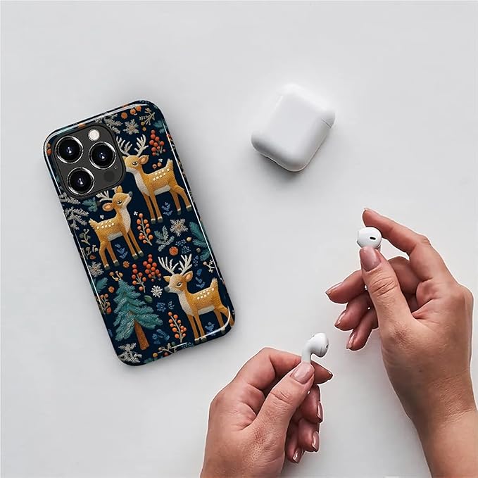 Case for iPhone 12 Pro Max Case,Cute Christmas Reindeer Design - Hybrid Dual Protection Silicone + Hard PC Shockproof Full Body Cover Slim Anti-Scratch Protective Case for Men Women