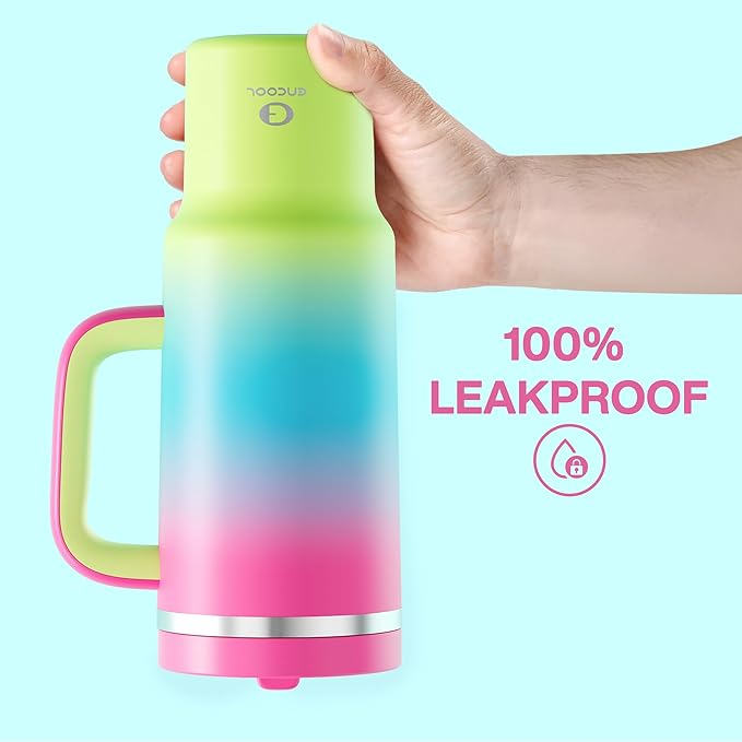 40 oz Tumbler with Handle and Straw: Stainless Steel Insulated Tumbler Keeps Cold for 24 Hours, Leakproof Travel Cup Fits in Cup Holder and BPA-Free, Lime Sorbet