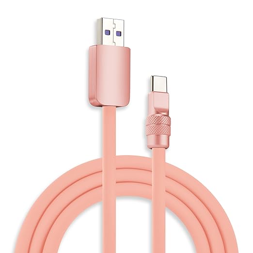 chubbycable Chubby 2.0 Fast Charging Cable Durable Soft Silicone USB C Cable 120W Extra Thick Charger Cord Compatible with iPhone 16/15 Series iPad, Pink+Pink, USB-A to Type-C, 3.3 FT