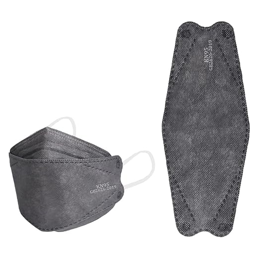 akgk KN95 Face Masks 50 Pack, 5-Ply Disposable Grey Face Mask Against PM 2.5 Smoke and Dust