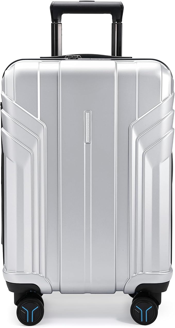 BAGSMART Expandable Carry On Luggage 22x14x9 Airline Approved, 1OO% PC Lightweight Hard Shell Suitcase, 20 Inch Travel Luggage with Spinner Wheels, Waterproof Rolling Suitcase, Sliver