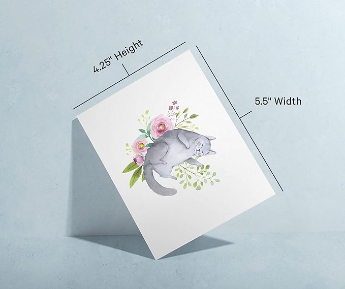 Twigs Paper - Assorted Cat Greeting Cards - Stationery Cards with Envelopes - Thank You Card - Blank Note Cards - Greeting Cards for All Occasions - Made in USA (5.5 x 4.25, Set of 12)