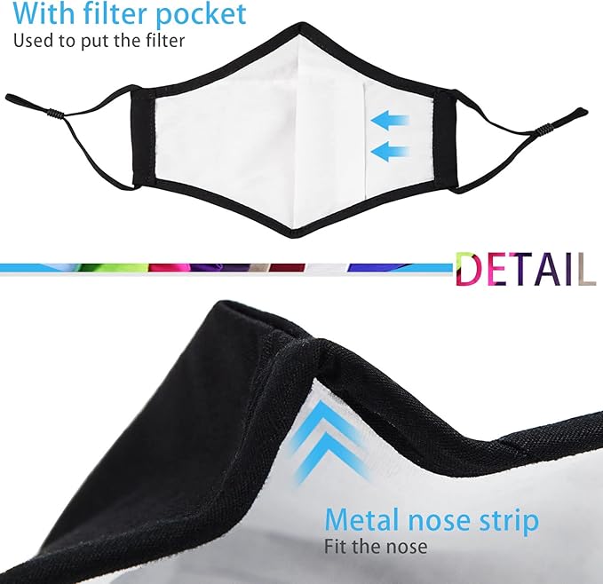 PAGE ONE Reusable Cloth Face Masks Washable Adjustable Breathable Cotton Face Mask for Women Men/6PC