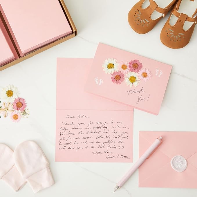 Sustainable Greetings 48 Pack 4x6 Blank Cards and Envelopes - DIY Printable Pink Cards with Envelopes for Birthday, Baby Shower, and Wedding Invitations