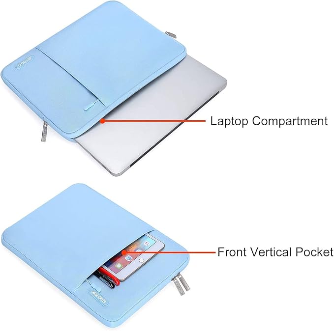 MOSISO Laptop Case 13 inch, 13 inch Laptop Sleeve Compatible with MacBook Air M4 M3 M2 M1 2025-2018 / Pro M2 M1 2025-2016, Polyester Vertical Computer Sleeve Bag with Pocket, Air Blue