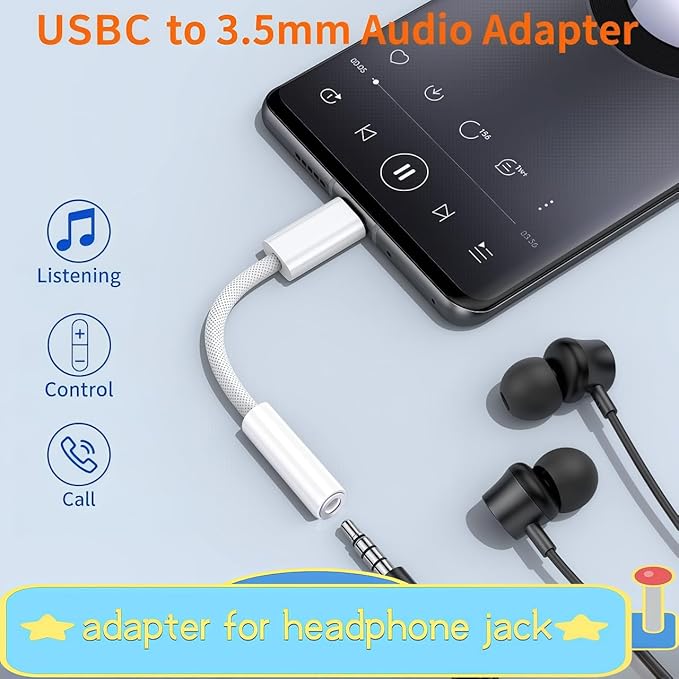 10Pack USB C to Headphone Jack Adapter,USB c to 1/8 inch Audio Adapter Compatible with iPhone 16 15 Samsung Galaxy S25,S24,S23 Ultra, Note 20, iPad Pro, MacBook, Pixel XL and More