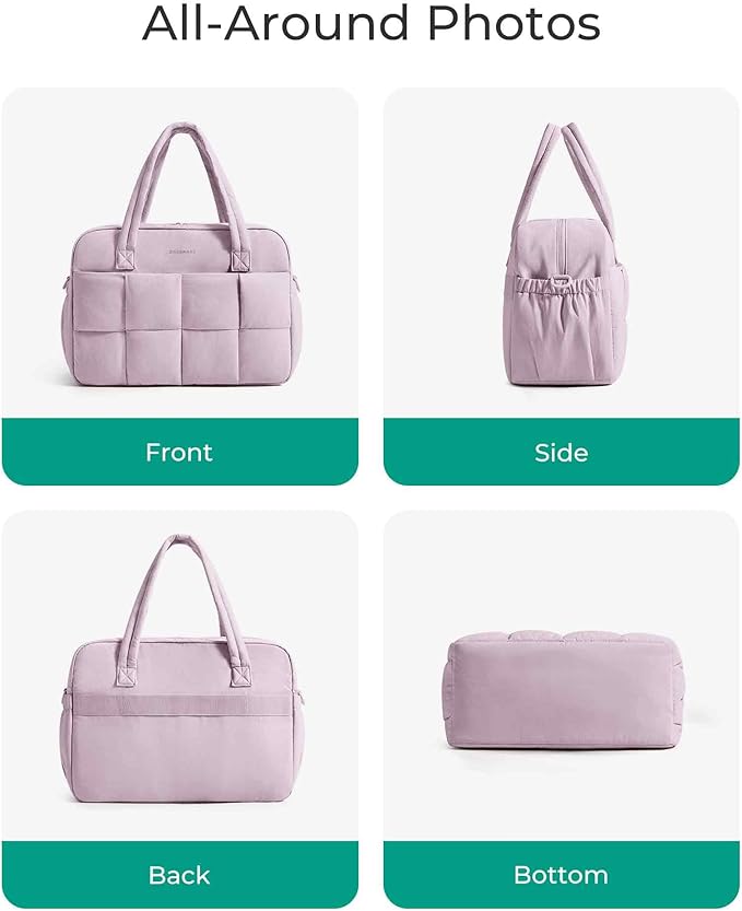 BAGSMART Gym Bag for Women, 24L Puffer Travel Duffle Bag for Travel with Laptop Compartment, Weekender Bags for Women, Carry On Duffel Bag Personal Item Bag, Mist Purple