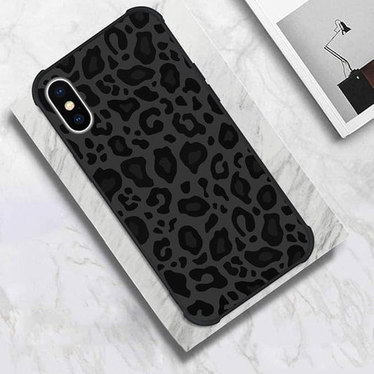 KANGHAR Case Compatible with iPhone X/XS,Black Leopard Design,Tire Texture Non-Slip +Shockproof Rugged TPU Protective Case for iPhone X/XS 5.8 Inch Leopard Pattern