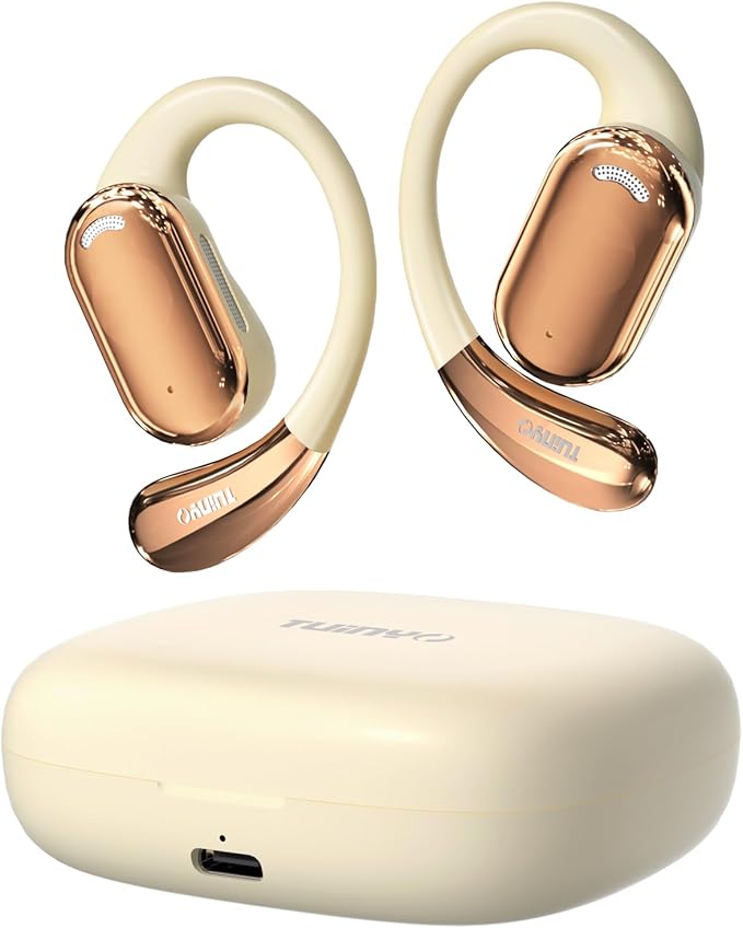 TUINYO True Wireless Ear Hooks, IPX5 Waterproof, Stable One-Step Bluetooth Connection with Long Transmission, 40hrs Longed Standby Time with 10hrs Playtime for Each, Compatible to Different Devices