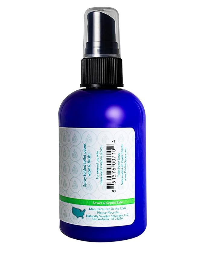 PRISTINE Toilet Paper Spray - As Seen on Shark Tank, More Natural Personal Cleansing Wipes & Flushable Wet Wipes Alternative, Spray Toilet Paper to Create Flushable Wipe, Fragrance Free, 4 fl oz