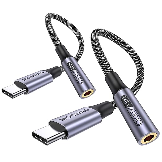 MOSWAG USB Type C to 3.5mm Headphone Jack Adapter, Audio Adapter USB C to Aux Dongle Cable Cord for Samsung Galaxy S23 S22 S21 S20 Ultra S20+ Note 20 10 S10 S9 Plus,Pixel 7 6 5 4 and More
