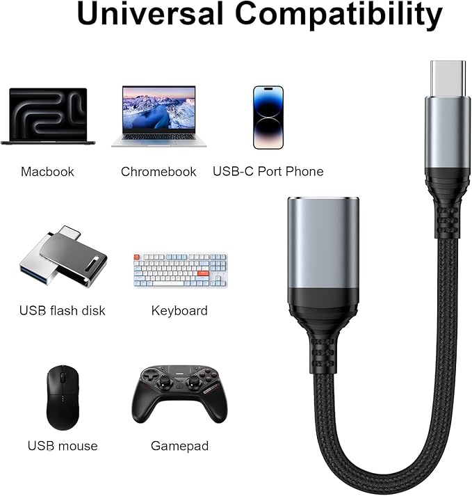 USB C to USB Adapter - 5Gbps [2 Pack] USC 3.0 OTG Adapter for Android - USBC Male to USB Female Adapter, Type C OTG Cable Converter Support Camera, Card Reader, USB Flash Drive, External/MIDI Keyboard