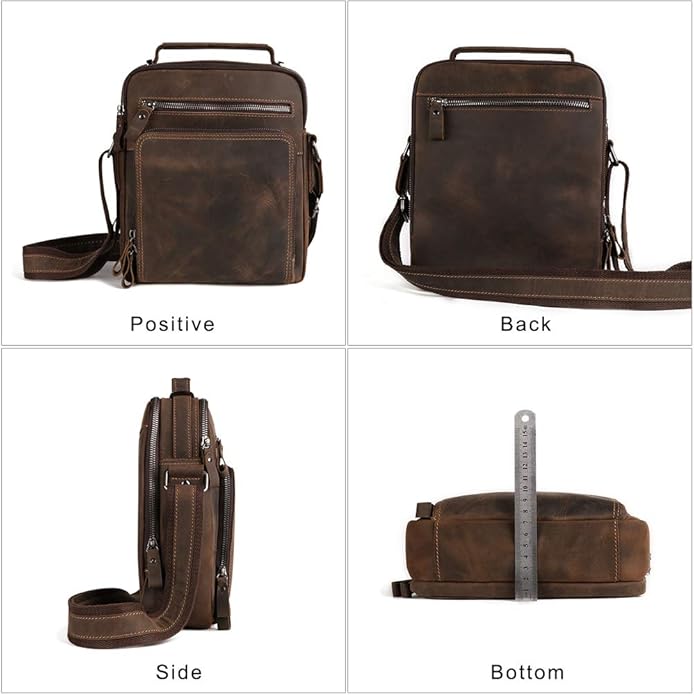 Genuine Leather Small Messenger Bag for Men Vintage Shoulder Crossbody Bags for Work Business Travel