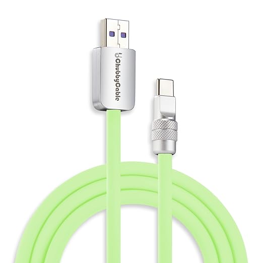 chubbycable Chubby 2.0 Fast Charging Cable Durable Soft Silicone USB C Cable 120W Extra Thick Charger Cord Compatible with iPhone 16/15 Series iPad, Mint Green, USB-A to Type-C, 19.6 FT