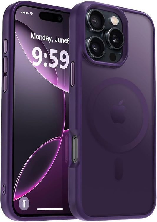 MOCCA Strong Magnetic for iPhone 16 Pro Phone Case, [Compatible with Magsafe][16FT Mil-Grade Drop Protection] Slim Thin Translucent Matte Protective Cover Case for iPhone 16 Pro Case, Deep Purple