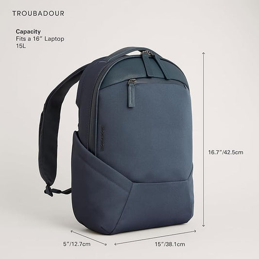 Troubadour Apex 4.0 Compact - 16L Premium Laptop Backpack - Ergonomic & Water Resistant - Designed for Work and Travel - Basalt