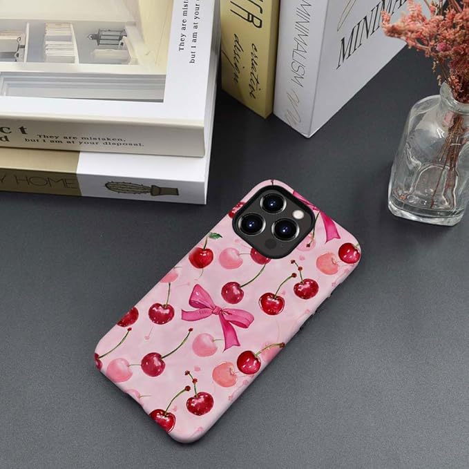 DAIZAG Case Compatible with for iPhone 12 Pro Max,Cherry Pink Bow Ribbon Phone Case for iPhone 12 Pro Max for Girl Women Boy Men