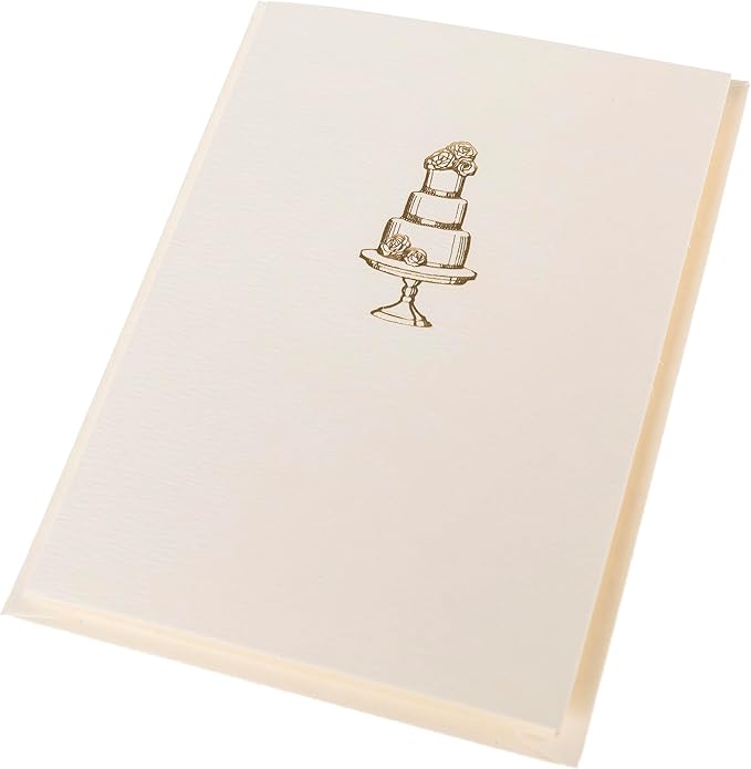 Graphique Wedding Cake Cards, Pack of 10 Cards with Envelopes, Congratulations Greeting, Newlyweds, Blank Inside, Gold Foil Embossing, La Petite Press Collection Boxed Set, 3.25" x 4.75"