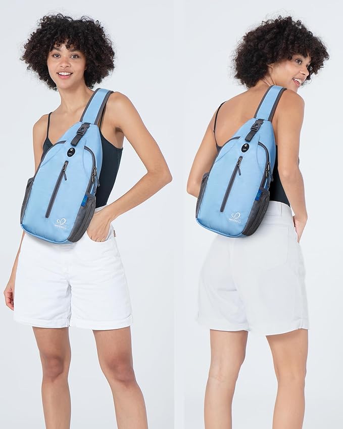 WATERFLY Sports Crossbody Sling Backpack Sling Bag Chest Bag Daypack for Cycling Hiking Running Men Women