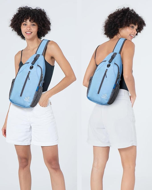 WATERFLY Sports Crossbody Sling Backpack Sling Bag Chest Bag Daypack for Cycling Hiking Running Men Women