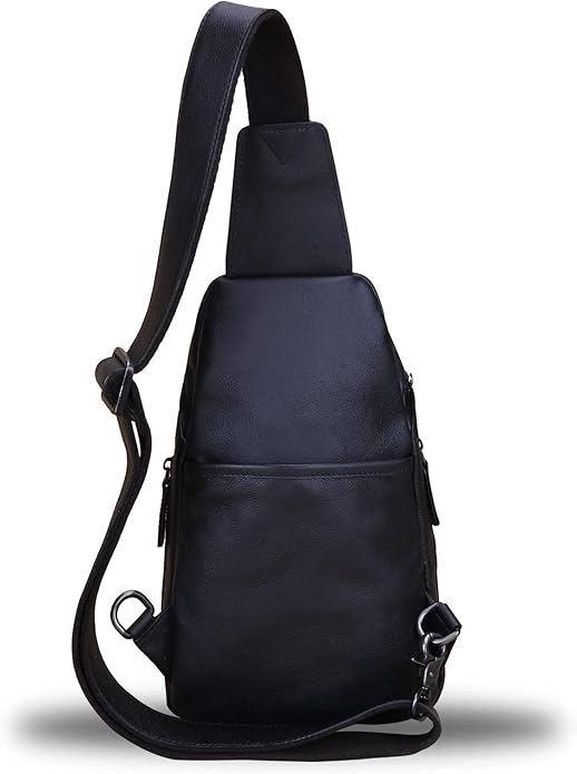 LRTO Genuine Leather Silng Bag for Women and Men Vintage Real Leather Sling Backpack Shoulder Crossbody Bag Chest Purse