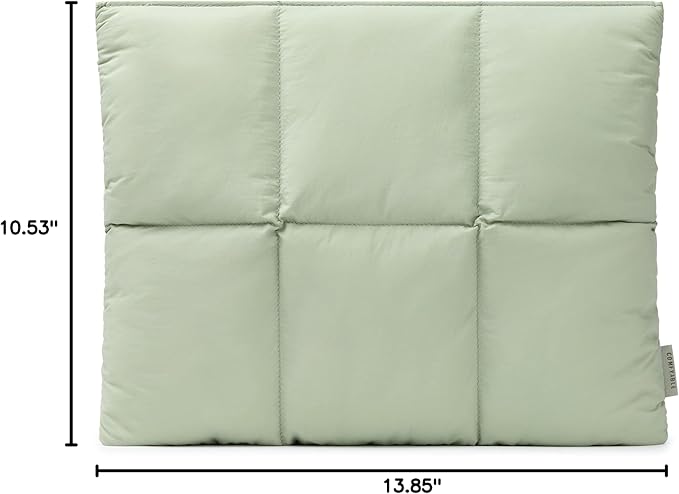 Comfyable Puffy Laptop Sleeve 15 Inch 16 Inch, Quilted Puffer Laptop Carrying Case, Pillow Pouch Compatible for MacBook Air 15 in M4 2025 & MacBook Pro 16 in M4 2024, Sage