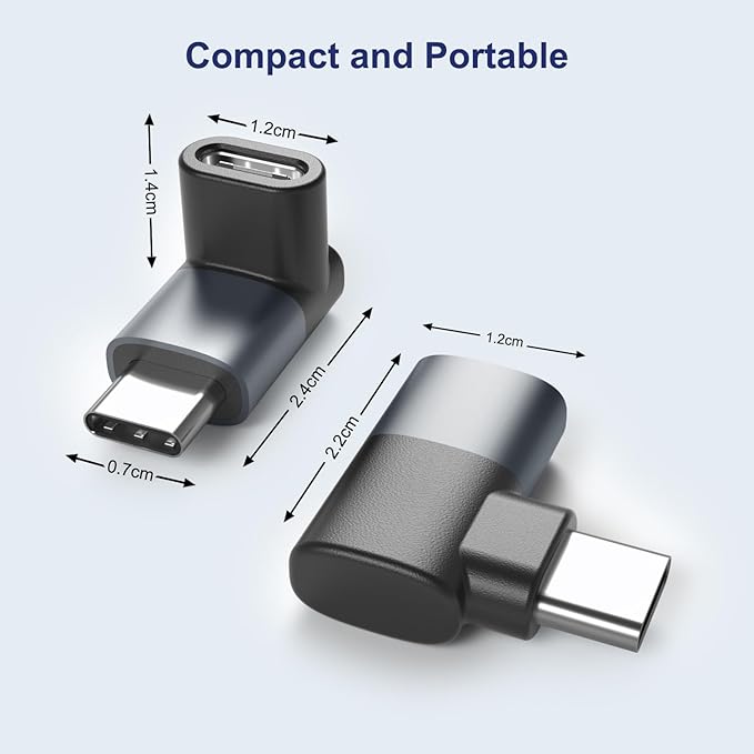 Basesailor 90 Degree USB C Adapter 3Pack,Right Angle USBC Male to Type C Female Extender Connector,USB4 40Gbps 100W Thunderbolt 4 3 Extension Converter for iPhone 17 16 Pro Max,Steam,Switch,MacBook,PC