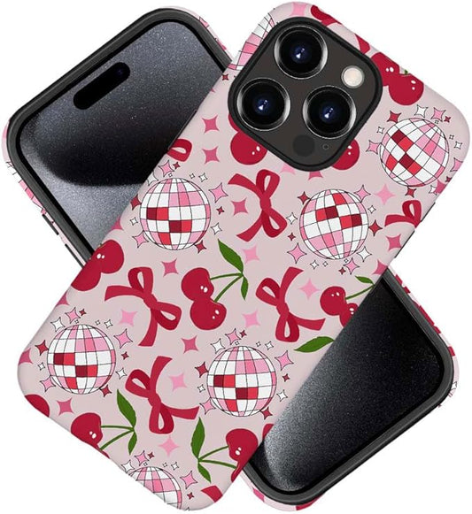 DAIZAG Case Compatible with for iPhone 11 Pro Max,Cute Pink Cherry Disco Ribbon Star Phone Case for iPhone 11 Pro Max for Girl Women Boy Men