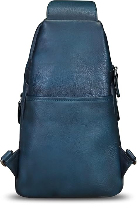 LRTO Genuine Leather Silng Bag for Women and Men Vintage Real Leather Sling Backpack Shoulder Crossbody Bag Chest Purse