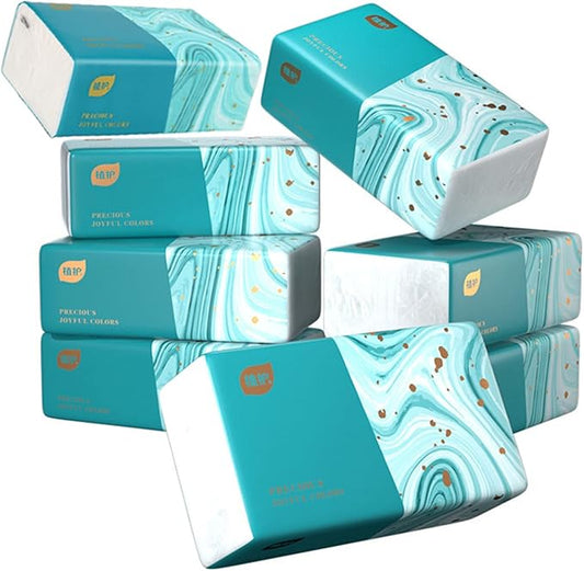 Pack of 8, Disposable Small Facial Tissue, Toilet Paper, Bag Cover, Not Box, Napkin, White Facial Paper Tissue, Material Wood Pulp Fiber NOT COTTON, 4-Ply, 280 Sheet per Pack