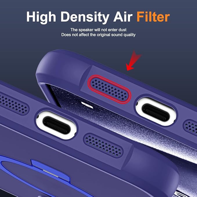 Compatible with iPhone 13 Case & iPhone 14 Case with Invisible Magnetic O-Ring Stand Translucent Phone Cases for 13 & 14 6.1" [Compatible with Mag-Safe][Great Grip Feeling], Navy