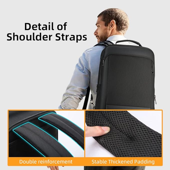 BOPai Expandable Travel Professional Men Business Laptop Backpack 15.6 inch Work Smart Rucksack Anti Theft Large Multi-Function Computer Office Black with Waterproof USB Charging Water Bottle Holder