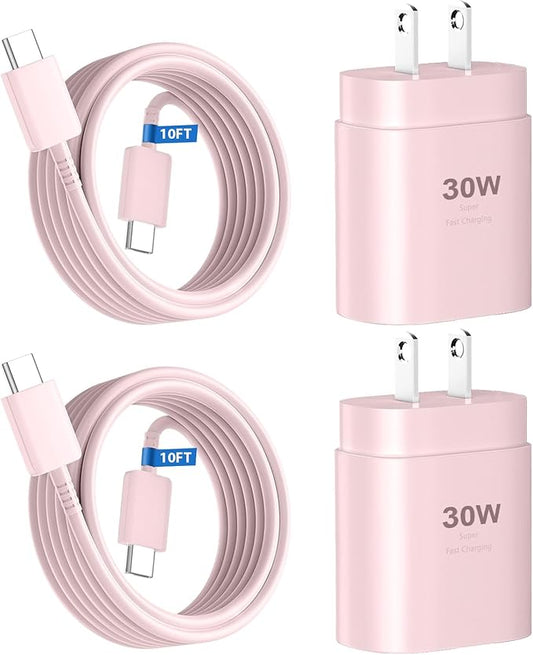 Phone 17 16 15 Charger Fast Charging,30W USB C Phone 17 16 15 Pro Max Charger Block &10FT Long Type C Cable Cord for i.Phone 17/17 Air/17 Pro/17 Pro Max/16/16 Plus/16 Pro/16 Pro Max/15/15 Pro Max,Pink