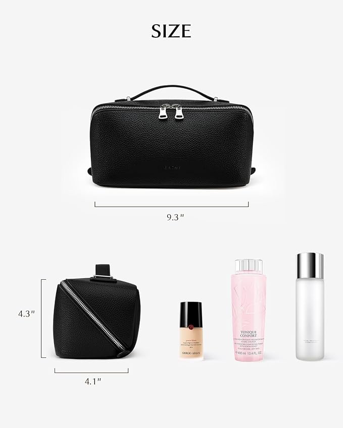 EACHY Makeup Bag,Large Capacity Travel Makeup Bag,Waterproof Portable Open Flat Toiletry Bag Cosmetic Bag with Divider and Handle