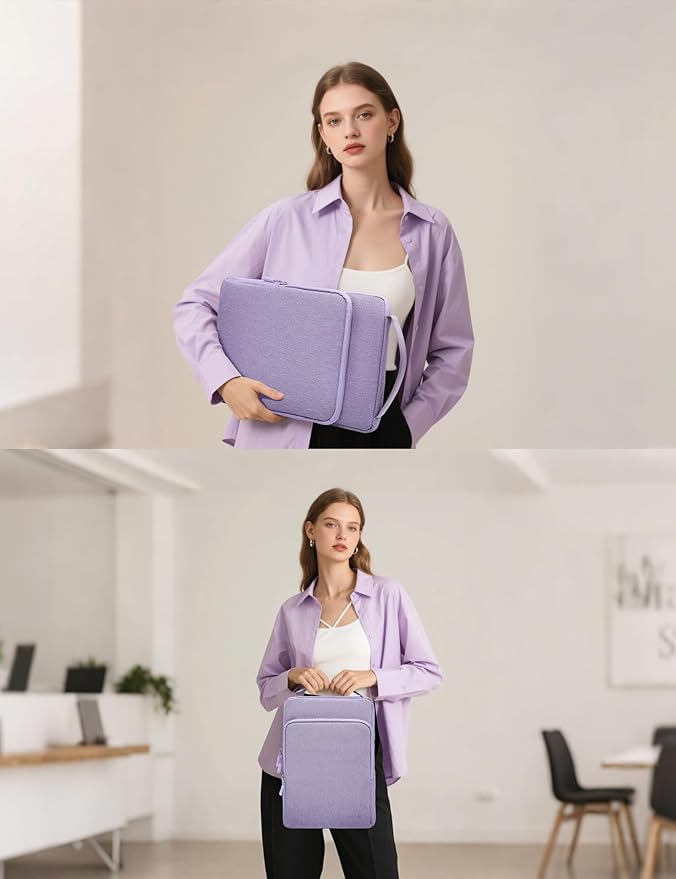 HYZUO 15-16 Inch Laptop Bag Sleeve for MacBook Pro 16 M4 M3 M2 M1 2025-2019, 15" Surface Book, Notebook Case for 15" 15.6" Dell HP Lenovo ThinkBook Asus Acer Samsung Huawei, Lilac Purple