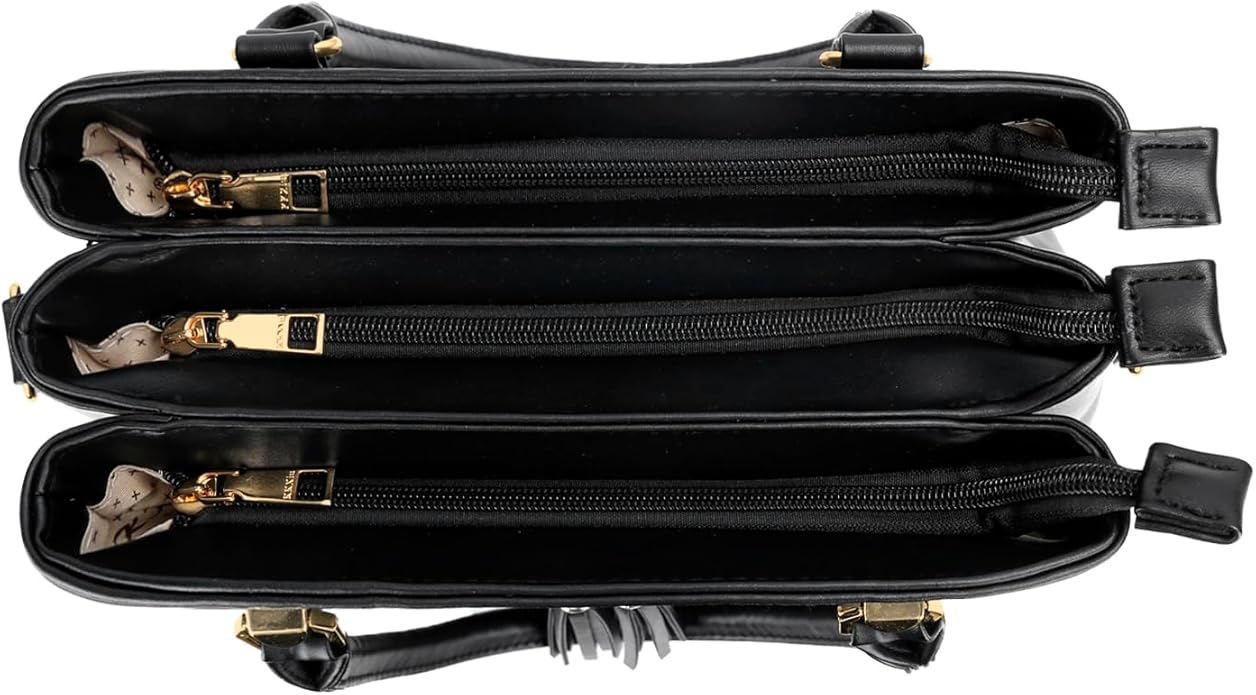 KKXIU Women Satchel Bags Handle Shoulder Handbags and Purses Pockets Zipper Leather Crossbody Bags