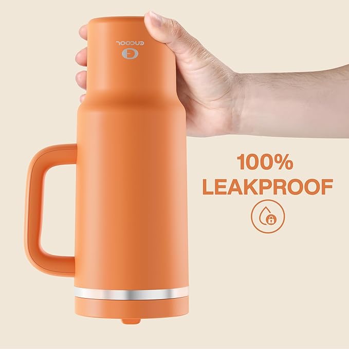 40 oz Tumbler with Handle and Straw: Stainless Steel Insulated Tumbler Keeps Cold for 24 Hours, Leakproof Travel Cup Fits in Cup Holder and BPA-Free, Moderate Orange