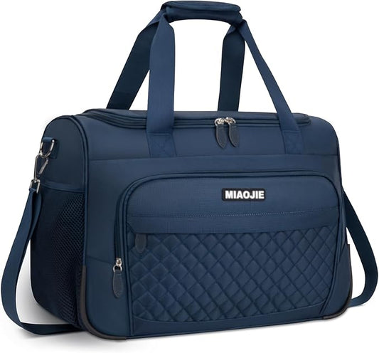 Travel Duffle Bag for Women, Underseat Carry On luggage Bag Foldable Overnight Weekender Hospital Bag Lightweight Airplanes Personal Item Travel Tote Bag for Women Birthday Gifts, 16IN Navy Blue