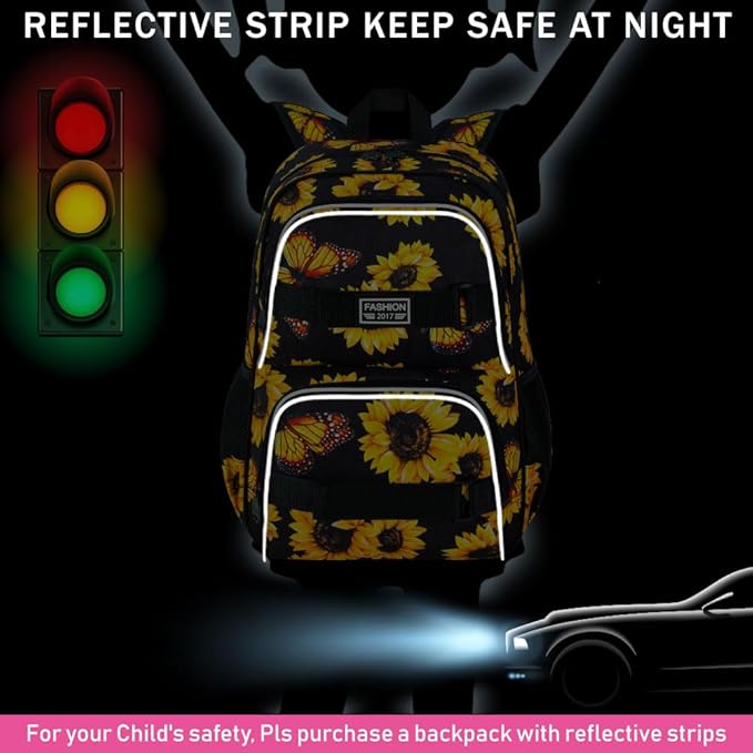 3Pcs Backpack for Girls Boys, 17 Inch School Bookbag with Lunch Box, Durable Laptop Backpacks Set for Teens College