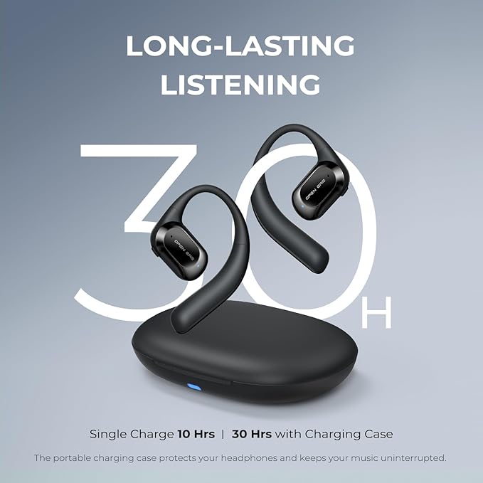 JOYWISE True Wireless Bone Conduction Headphones, Bluetooth 5.4 AI Music Generator Open Ear Earbuds with 30 Hrs Playtime, Ultra Lightweight, IP68 Waterproof, Design for Cycling, Running, Black