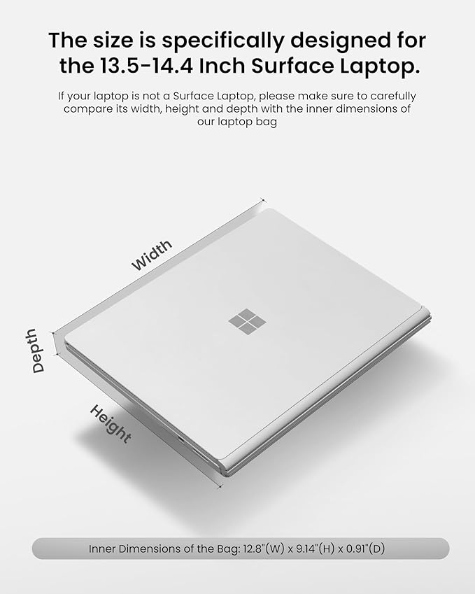 tomtoc 360° Protective Laptop Sleeve for 13.5-14.4 Inch Surface Laptop Studio/6/5/4/3, Surface Book, Water-Resistant Computer Case for Acer Aspire/Swift 14, ASUS Vivobook/Zenbook 14, Jumper EZbook X3