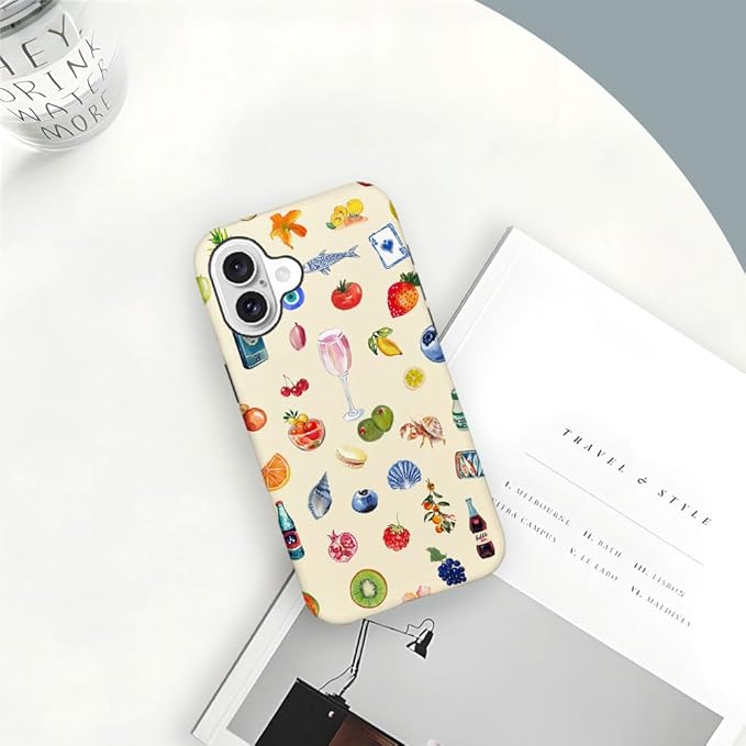 DAIZAG Case Compatible with iPhone 16 Plus,Fit Shockproof Cover for Women Girls,Fruit Flower Seashell Aesthetic