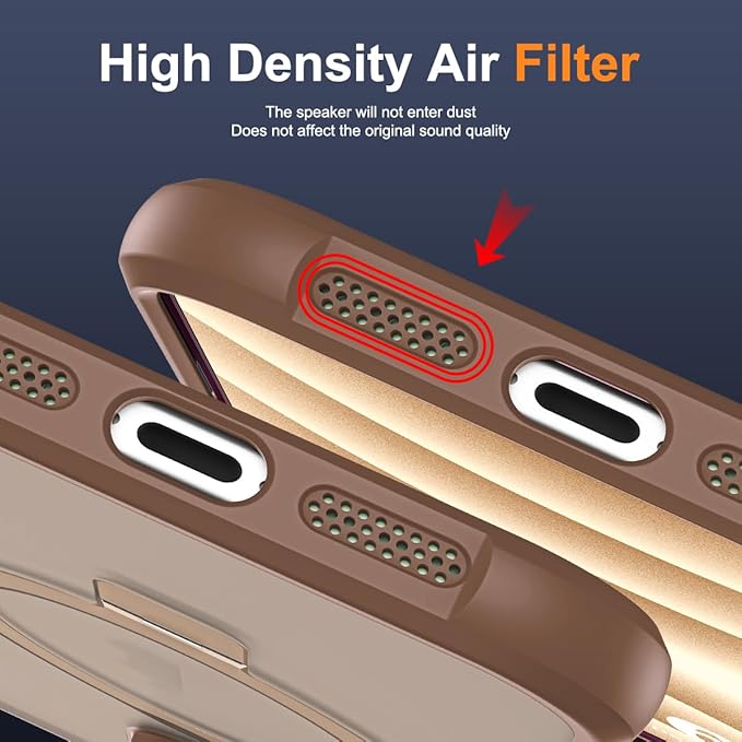 Compatible with iPhone 16 Pro Case with Invisible Magnetic O-Ring Stand Military-Grade Translucent Case for iPhone 16 Pro 6.3" [Compatible with Mag-Safe][Great Grip Feeling],Desert Brown