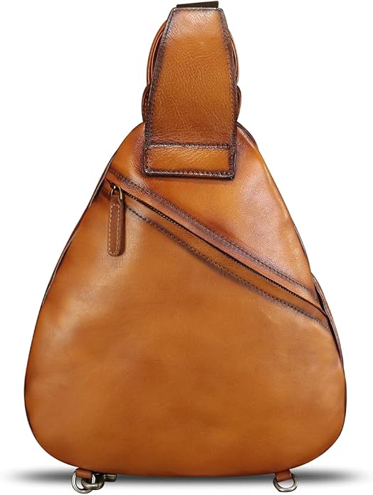 Genuine Leather Sling Bag for Men and Women Classical Real Leather Sling Backpack Purse Crossbody Bag for iPad Pro 11 inch